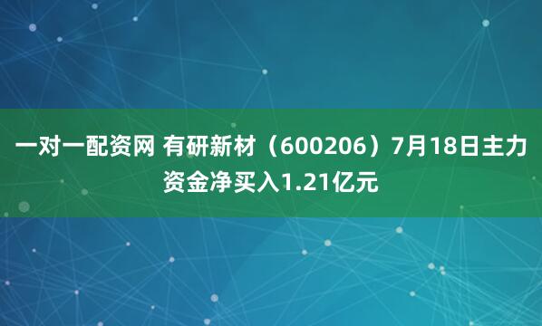 一对一配资网 有研新材（600206）7月18日主力资金净买入1.21亿元